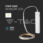 Banda LED 2835 2.4W 1m 2700K cu senzor de miscare si alimentare baterii 4x AAA V-TAC
