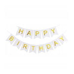 Banner Happy Birthday 100x200 cm, Flippy, Dimensiune Stegulet 11.5x16.5 cm, Rola de Ata Inclusa, Alb