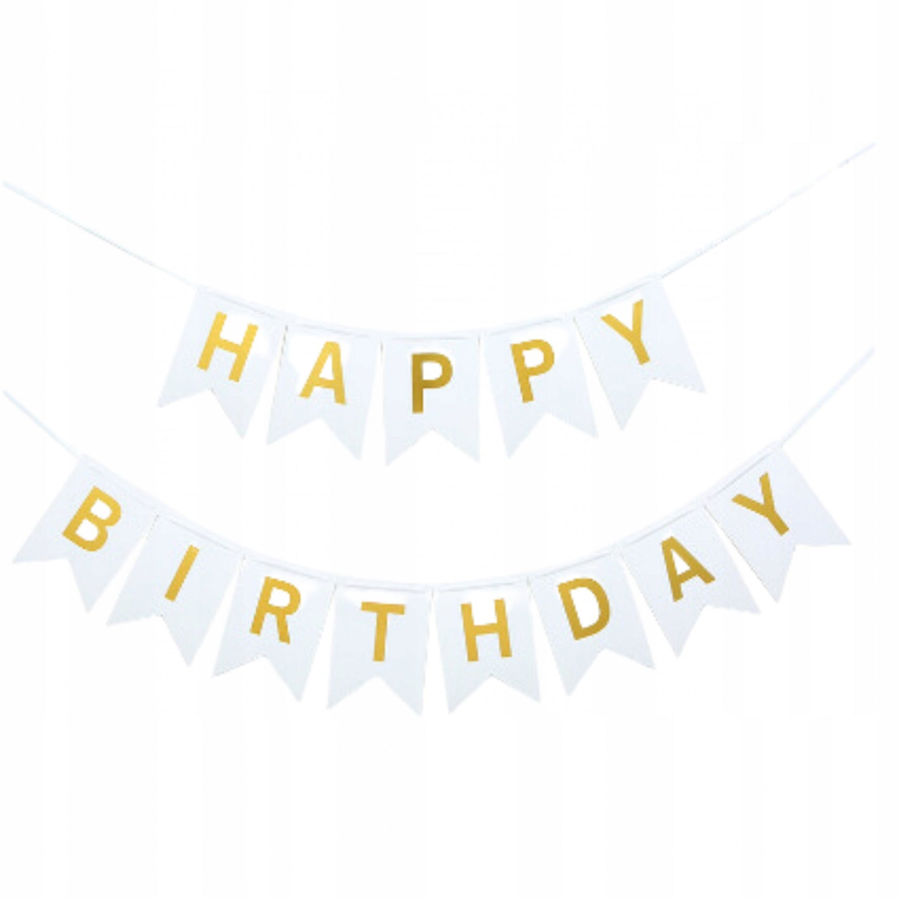 Banner Happy Birthday 100x200 cm, Flippy, Dimensiune Stegulet 11.5x16.5 cm, Rola de Ata Inclusa, Alb