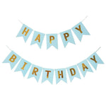 Banner Happy Birthday 100x200 cm, Flippy, Dimensiune Stegulet 11.5x16.5 cm, Rola de Ata Inclusa, Albastru
