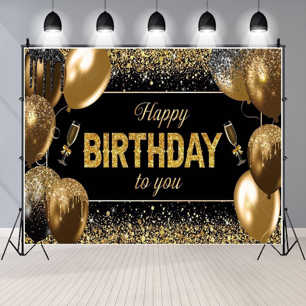 Banner Tip Fundal pentru Poze, Flippy, din Panza, 185 x 110 cm, Sfoara 6 m, Prindere in 4 Colturi, Happy Birthday to