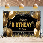 Banner Tip Fundal pentru Poze, Flippy, din Panza, 185 x 110 cm, Sfoara 6 m, Prindere in 4 Colturi, Happy Birthday to