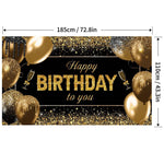 Banner Tip Fundal pentru Poze, Flippy, din Panza, 185 x 110 cm, Sfoara 6 m, Prindere in 4 Colturi, Happy Birthday to