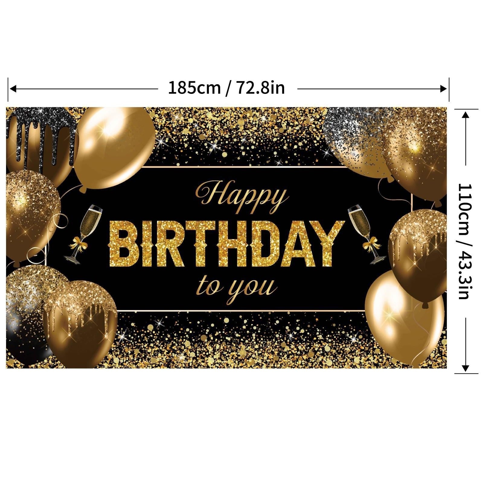 Banner Tip Fundal pentru Poze, Flippy, din Panza, 185 x 110 cm, Sfoara 6 m, Prindere in 4 Colturi, Happy Birthday to