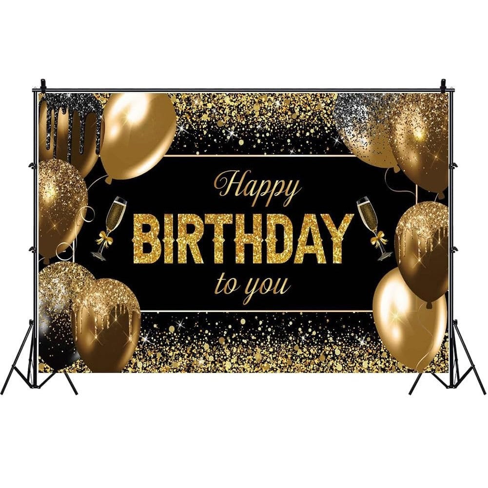 Banner Tip Fundal pentru Poze, Flippy, din Panza, 185 x 110 cm, Sfoara 6 m, Prindere in 4 Colturi, Happy Birthday to
