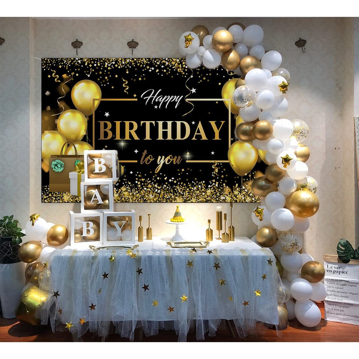 Banner Tip Fundal pentru Poze, Flippy, din Panza, Model Happy Birthday to You, 185 x 110 cm, Sfoara 6 m, Prindere in 4