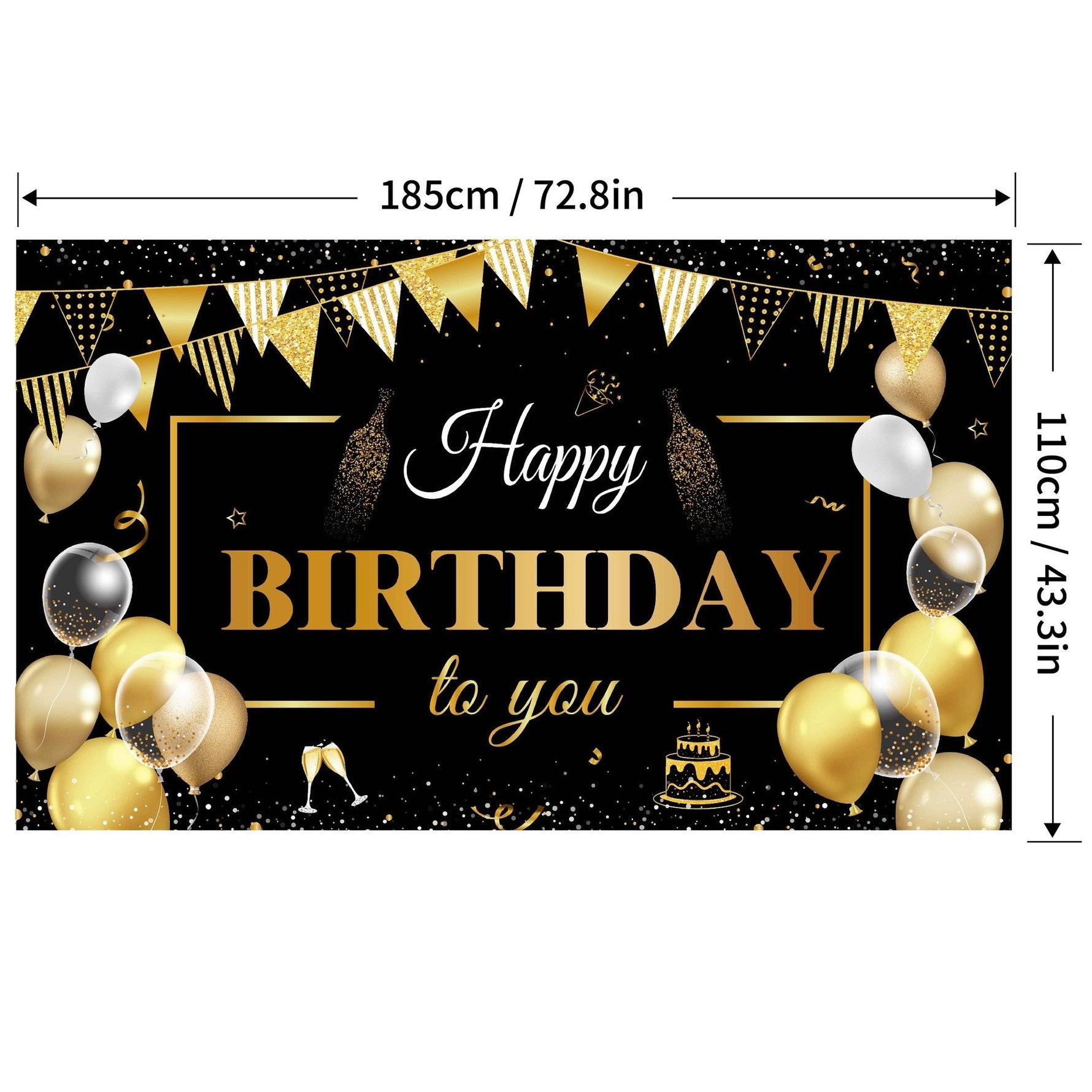 Banner Tip Fundal pentru Poze, Flippy, din Panza, Model Happy Birthday to You, 185 x 110 cm, Sfoara 6 m, Prindere in 4