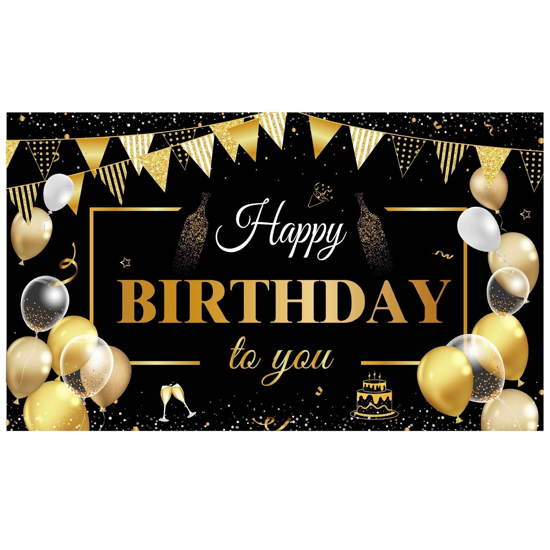 Banner Tip Fundal pentru Poze, Flippy, din Panza, Model Happy Birthday to You, 185 x 110 cm, Sfoara 6 m, Prindere in 4
