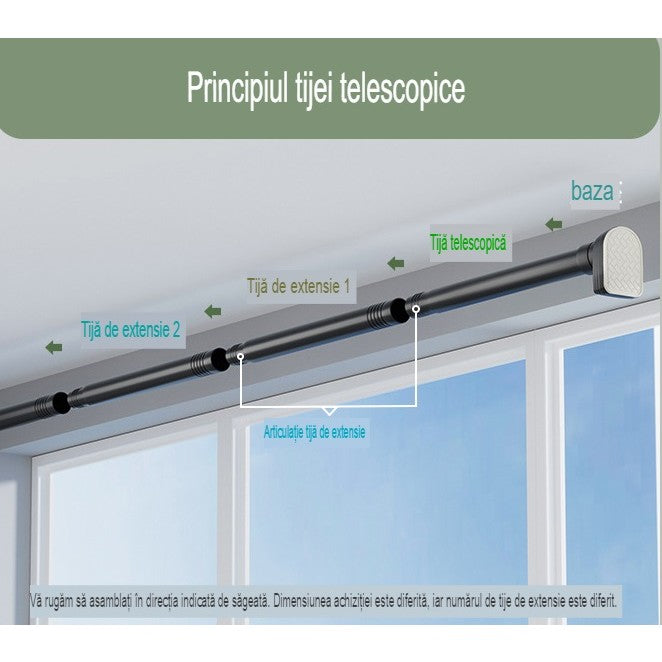 Bara Telescopica Multifunctionala, Flippy, din Otel Inoxidabil si ABS, Utilizare Universala, Extensie 220 - 240 cm,