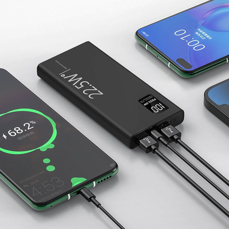 Baterie Externa Powerbank, Flippy, Ultra-Subtire cu Ecran Digital, Compatibilitate Universala, TYPE-C si USB x2, 10000