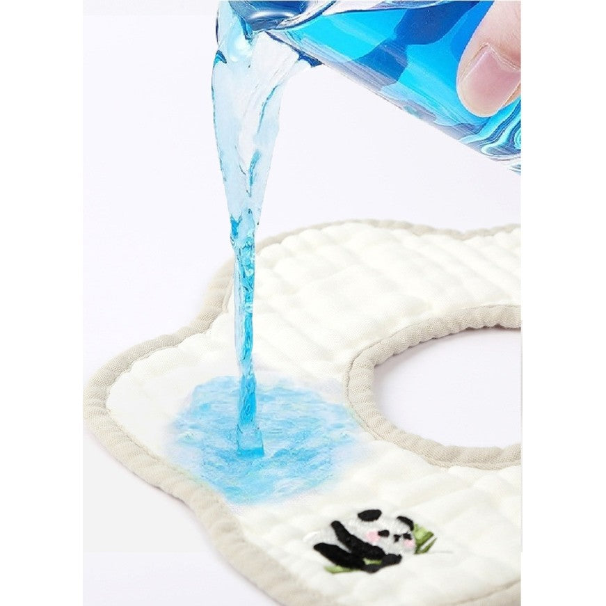 Baveta Tip Floare, Flippy, din Bumbac, pentru Copii 0-12 Luni, Rezistenta la apa, 8 Straturi, Model Tricotat cu Panda,