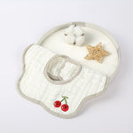 Baveta Tip Floare, Flippy, din Bumbac, pentru Copii 0-12 Luni, Rezistenta la apa, 8 Straturi, Model Tricotat cu Cirese,