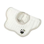 Baveta Tip Floare, Flippy, din Bumbac, pentru Copii 0-12 Luni, Rezistenta la apa, 8 Straturi, Model Tricotat cu Panda,