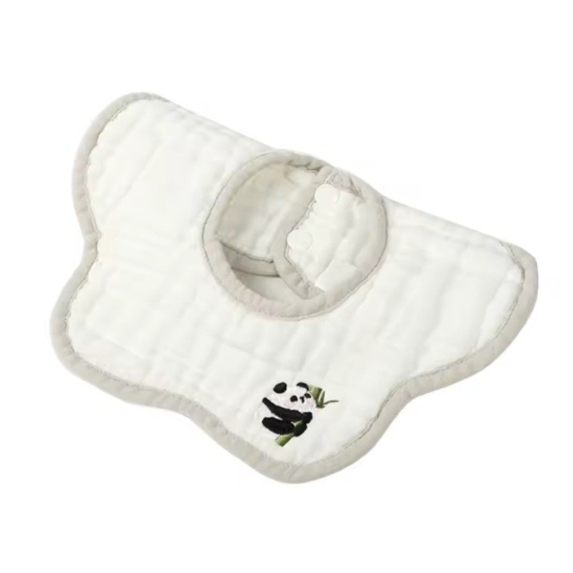 Baveta Tip Floare, Flippy, din Bumbac, pentru Copii 0-12 Luni, Rezistenta la apa, 8 Straturi, Model Tricotat cu Panda,
