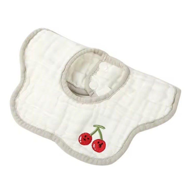 Baveta Tip Floare, Flippy, din Bumbac, pentru Copii 0-12 Luni, Rezistenta la apa, 8 Straturi, Model Tricotat cu Cirese,