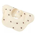Baveta Tip Floare, Flippy, din Bumbac, pentru Copii 0-12 Luni, Rezistenta la apa, cu Capse, Model cu Stelute, 26 x 29