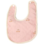 Baveta in Forma de U, Flippy, din Bumbac, pentru Copii 0-12 Luni, Rezistenta la Apa, cu Capse, Model cu Cirese, 21x30