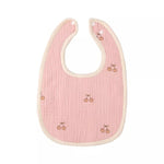 Baveta in Forma de U, Flippy, din Bumbac, pentru Copii 0-12 Luni, Rezistenta la Apa, cu Capse, Model cu Cirese, 21x30