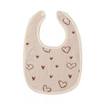 Baveta in Forma de U, Flippy, din Bumbac, pentru Copii 0-12 Luni, Rezistenta la Apa, cu Capse, Model cu Inimoare, 21x30