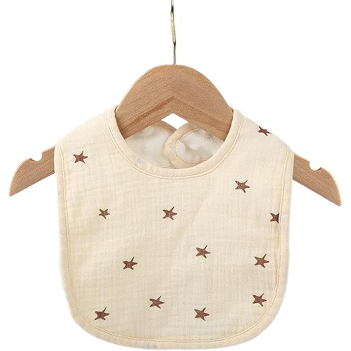 Baveta in Forma de U, Flippy, din Bumbac, pentru Copii 0-12 Luni, Rezistenta la Apa, cu Capse, Model cu Stelute, 21x30