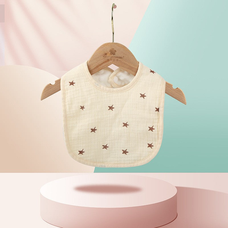 Baveta in Forma de U, Flippy, din Bumbac, pentru Copii 0-12 Luni, Rezistenta la Apa, cu Capse, Model cu Stelute, 21x30