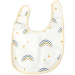 Baveta in Forma de U, Flippy, din Bumbac, pentru Copii 0-12 Luni, Rezistenta la Apa, cu Capse, Model Curcubeu, 21x30
