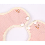Baveta Tip Floare, Flippy, din Bumbac, pentru Copii 0-12 Luni, Rezistenta la apa, cu Capse, Model cu Cirese, 26 x 29