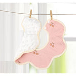 Baveta Tip Floare, Flippy, din Bumbac, pentru Copii 0-12 Luni, Rezistenta la apa, cu Capse, Model cu Cirese, 26 x 29