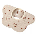 Baveta Tip Floare, Flippy, din Bumbac, pentru Copii 0-12 Luni, Rezistenta la apa, cu Capse, Model cu Inimioare, 26 x 29
