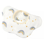Baveta Tip Floare, Flippy, din Bumbac, pentru Copii 0-12 Luni, Rezistenta la apa, cu Capse, Model Curcubeu, 26 x 29 cm,