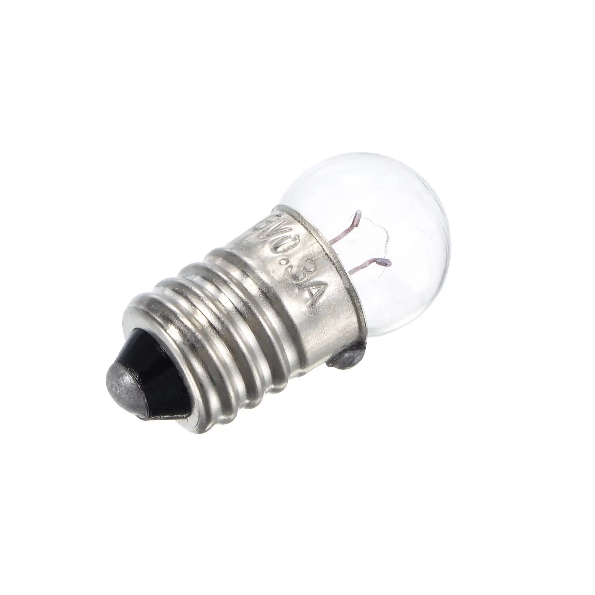 Bec lanterna cu filet E10 3.8V 300mA cu glob rotund