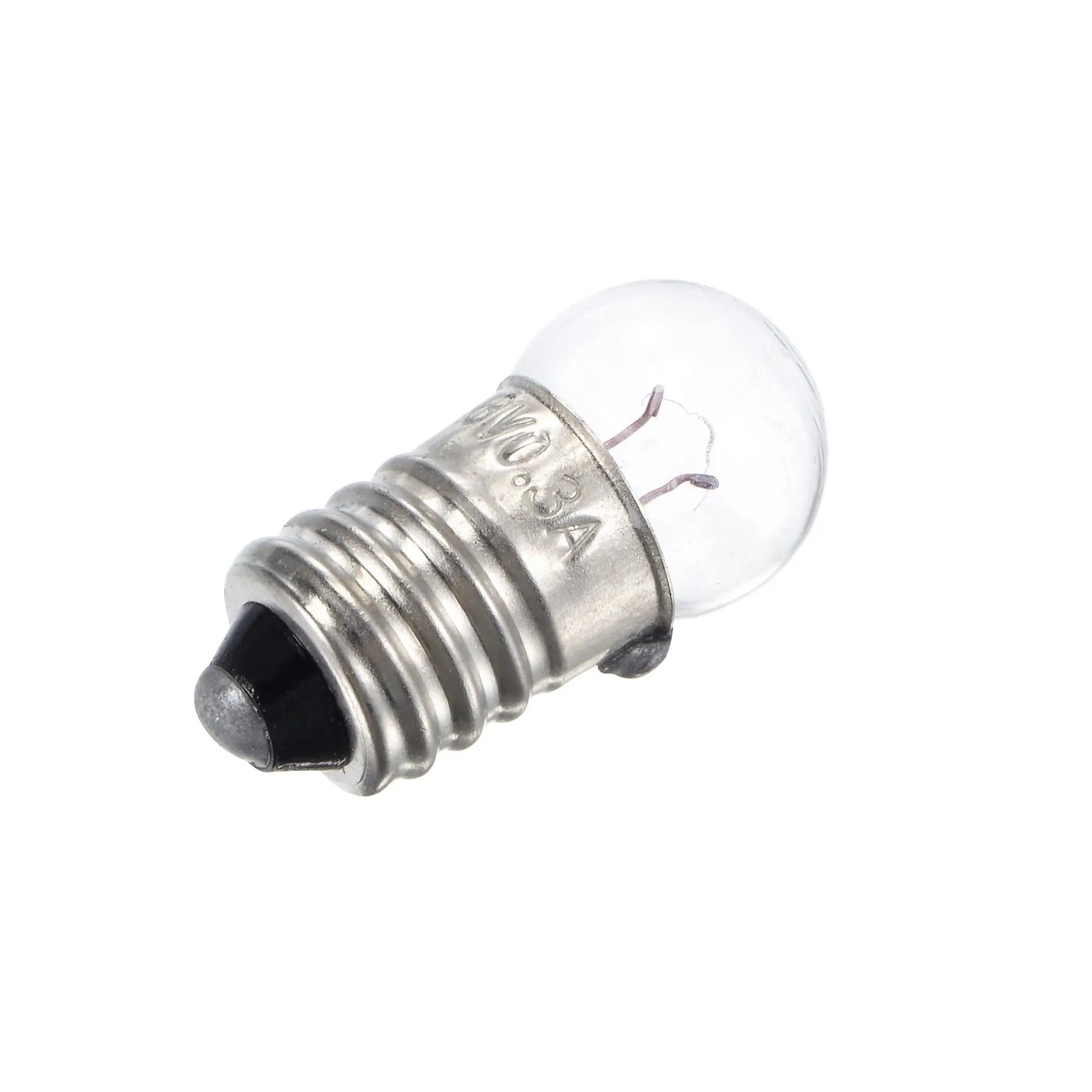 Bec lanterna cu filet E10 3.8V 300mA cu glob rotund