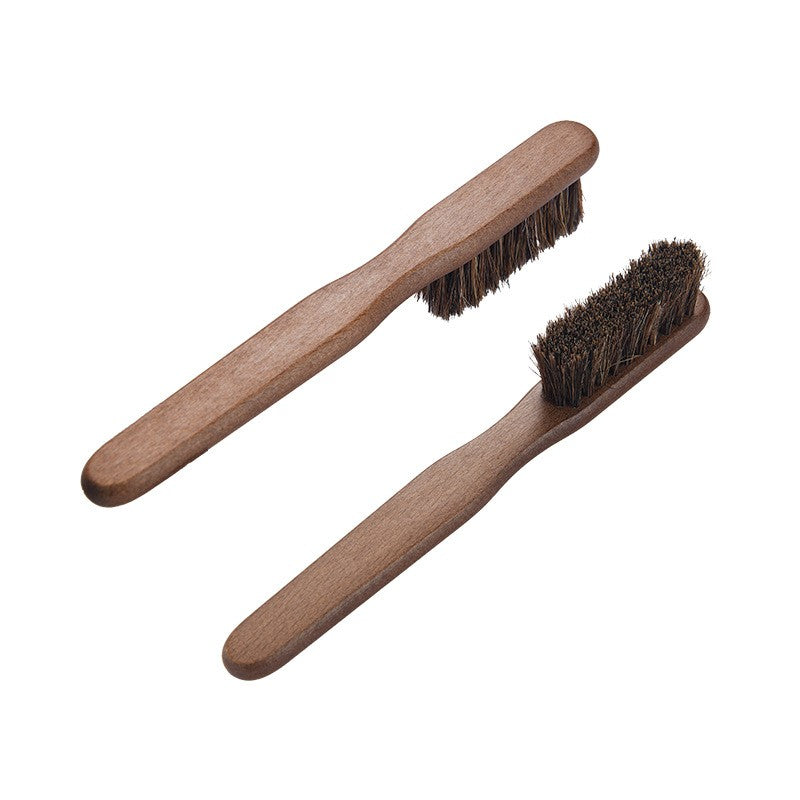 Periuta de Curatat Pantofi, Manuala, Flippy, din Par de Cal, Maner din Lemn de Fag, 17 cm, Maro