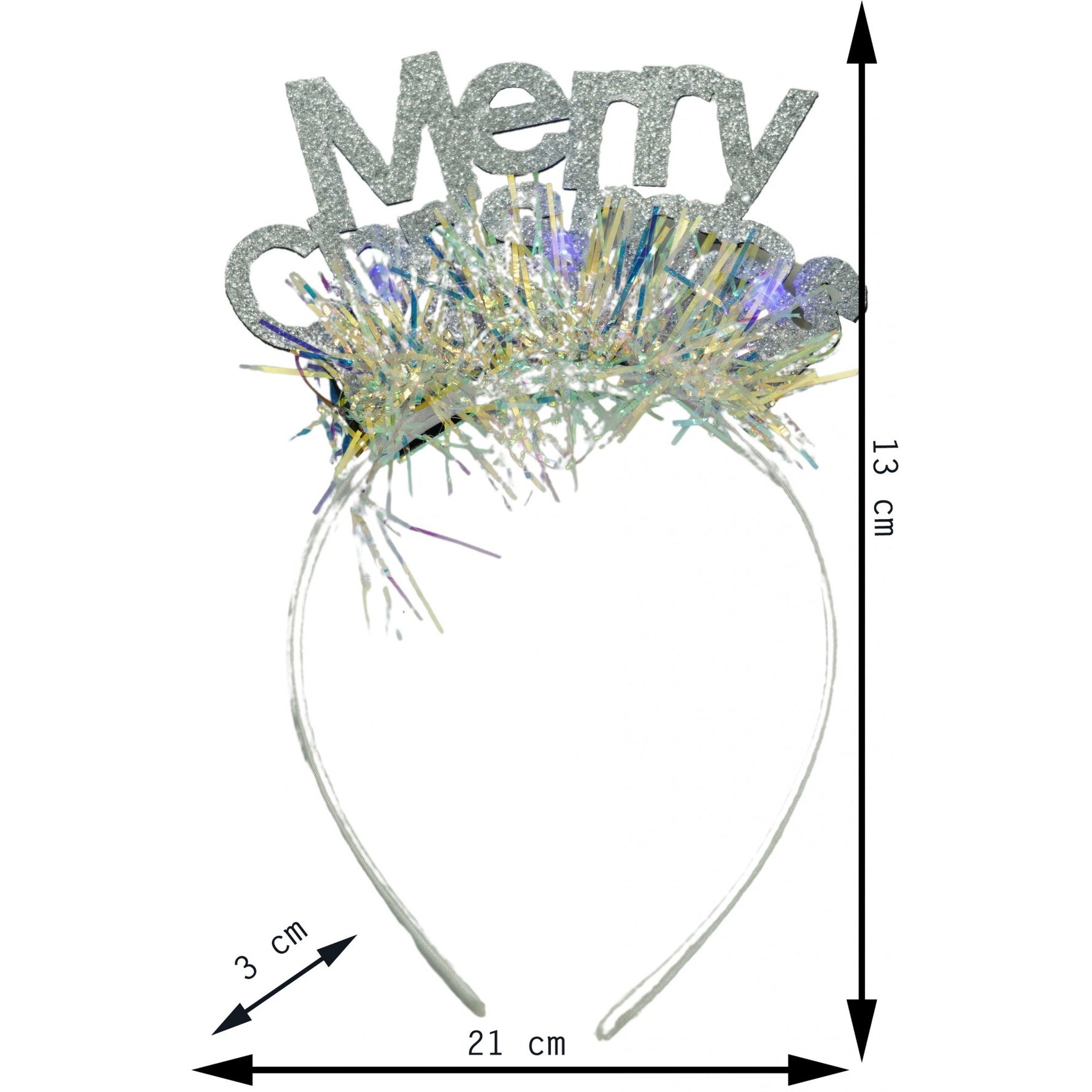 Bentita/cerc Mery Cristmas, culoare gri metalic cu beteala, marime standard, Flippy