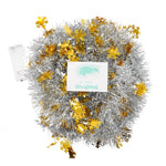 Beteala Craciun cu LED, Aurie, model cu fulgi de nea, 2 m x 5 cm, PVC, Sir, Artificiala, Flippy
