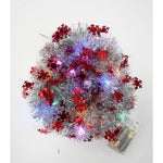 Beteala Craciun cu LED, Rosie, model cu fulgi de nea, 2 m x 5 cm, PVC, Sir, Artificiala, Flippy