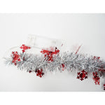 Beteala Craciun cu LED, Rosie, model cu fulgi de nea, 2 m x 5 cm, PVC, Sir, Artificiala, Flippy