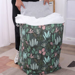 Cutie de Depozitare Pliabila, Flippy, Impermeabila, cu Snur, Capacitate 100 L, cu Manere, 50x50x40cm, Model Frunze,