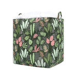 Cutie de Depozitare Pliabila, Flippy, Impermeabila, cu Snur, Capacitate 100 L, cu Manere, 50x50x40cm, Model Frunze,