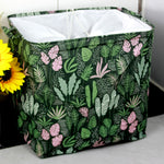 Cutie de Depozitare Pliabila, Flippy, Impermeabila, cu Snur, Capacitate 100 L, cu Manere, 50x50x40cm, Model Frunze,