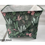 Cutie de Depozitare Pliabila, Flippy, Impermeabila, cu Snur, Capacitate 100 L, cu Manere, 50x50x40cm, Model Frunze,