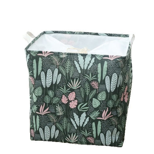 Cutie de Depozitare Pliabila, Flippy, Impermeabila, cu Snur, Capacitate 100 L, cu Manere, 50x50x40cm, Model Frunze,