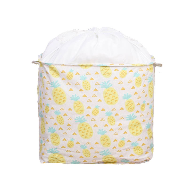 Cutie de Depozitare Pliabila, Flippy, Impermeabila, cu Snur, Capacitate 100 L, cu Manere, 50x50x40cm, Model Ananas,