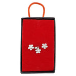 Set Bijuterii Dama Argint 925, Jolie, Cercei cu Pandativ, Model Floricele Rotunde cu Pietre Albe, 1.69 g, Argintiu