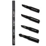 Set Pensule de Machiaj 4in1, Flippy, pentru Fard, Sprancene si Buze, 16 cm, din Plastic, Negru