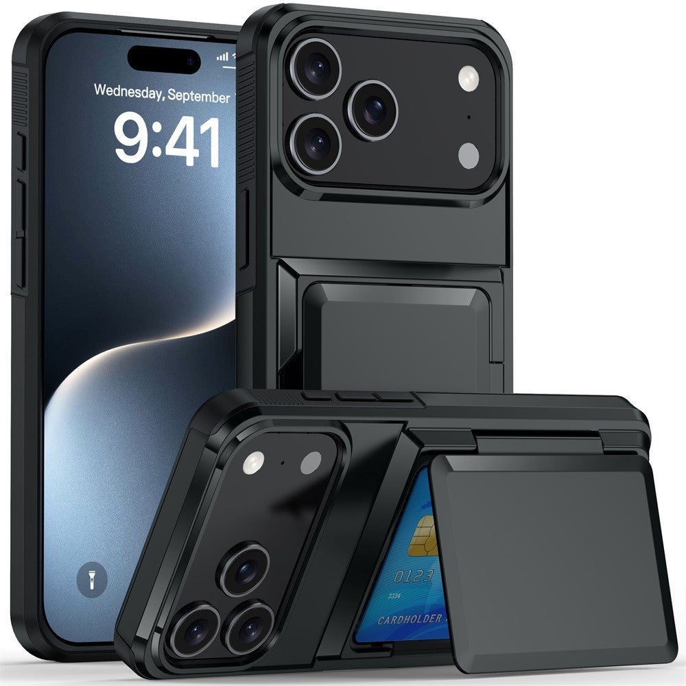 Husa de Protectie compatibila Apple iPhone 17 Pro, Flippy, Compartiment pentru Carduri, Anti-alunecare, Protectie PC,