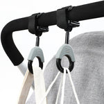Set 2 Carlige pentru Carucior, Flippy, din Plastic si Velcro, Sarcina Maxima 2 kg, Negru