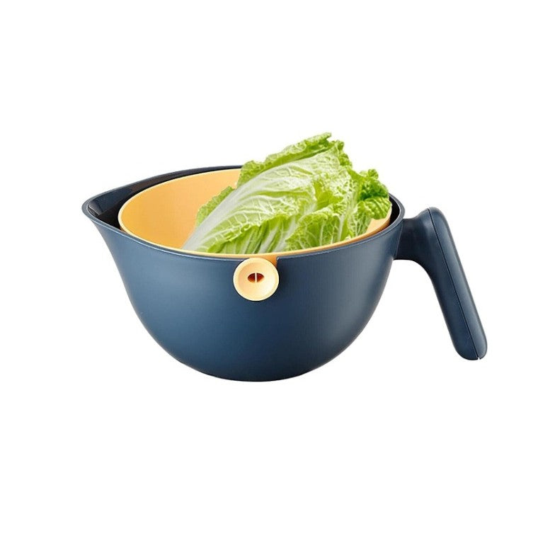 Bol cu Doua Straturi, Flippy, pentru Fructe, Legume, cu Cos de Scurgere a Apei, 2L, din ABS+PP, 29.9 x 22.5 x 11.8 cm,