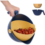 Bol cu Doua Straturi, Flippy, pentru Fructe, Legume, cu Cos de Scurgere a Apei, 2L, din ABS+PP, 29.9 x 22.5 x 11.8 cm,