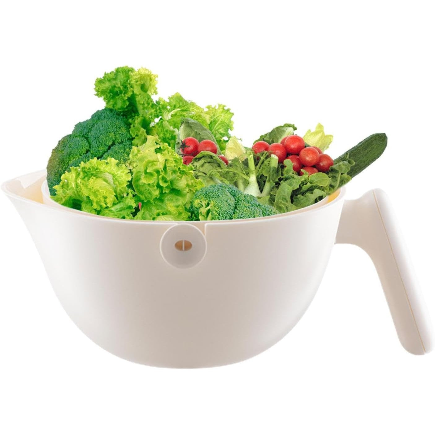 Bol cu Doua Straturi, Flippy, pentru Fructe, Legume, cu Cos de Scurgere a Apei, 2L, din ABS+PP, 29.9 x 22.5 x 11.8 cm,